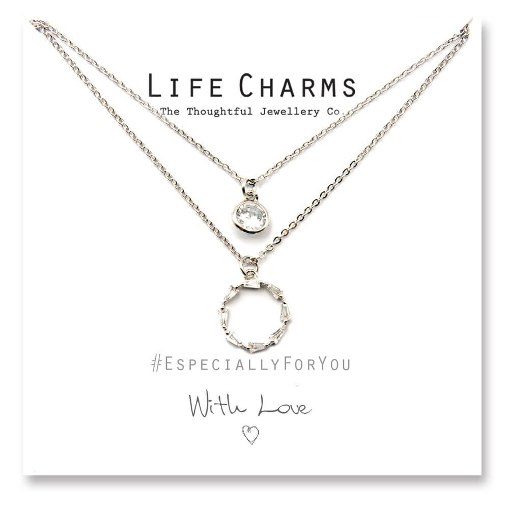 Life Charms Ketting met Giftbox Silver 2 Layer Forever Circle