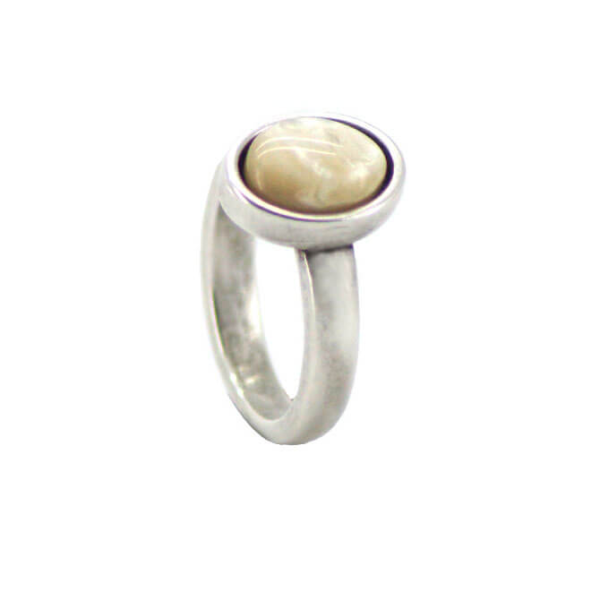 Qoss Ring Door Ovale Crème Steen - Maat XL