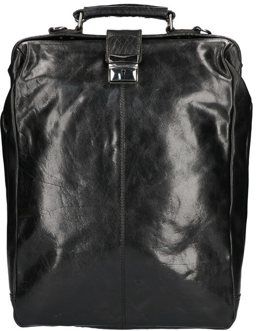 Jolly spion Kameraad Leather Design Leren Rugzak / Schoudertas Groot 15.6'' Zwart