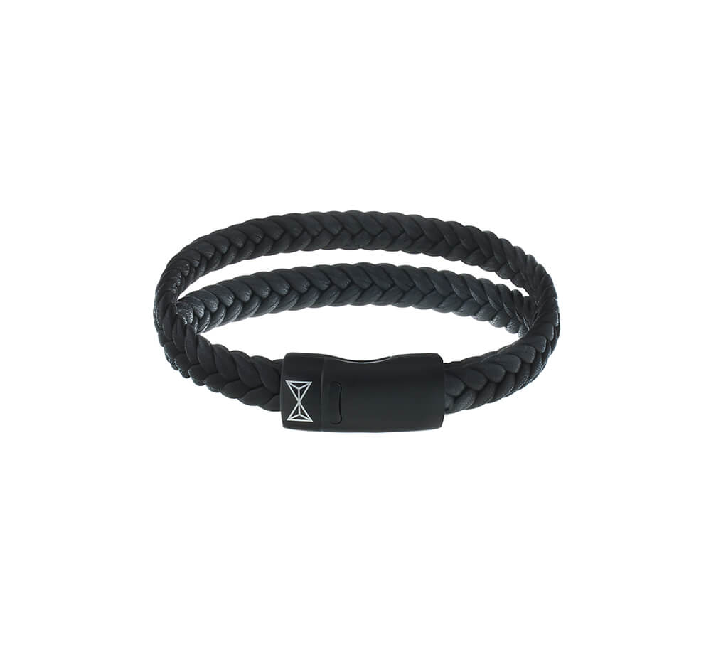 AZE Jewels Armband Double Flat String Black-on-Black | Maat L