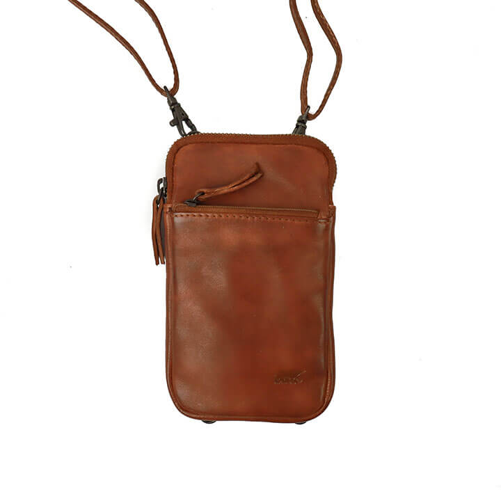 Bear Design Leren Phone Bag Sammy Telefoontasje Cognac