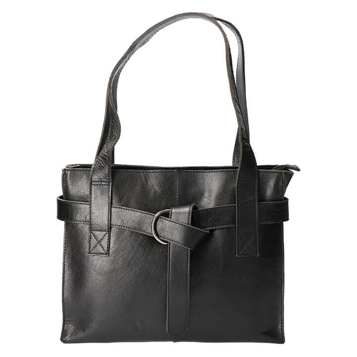 kant Ontrouw Perforatie Revival by Leather Design Handtas Italia Zwart | Shop Online