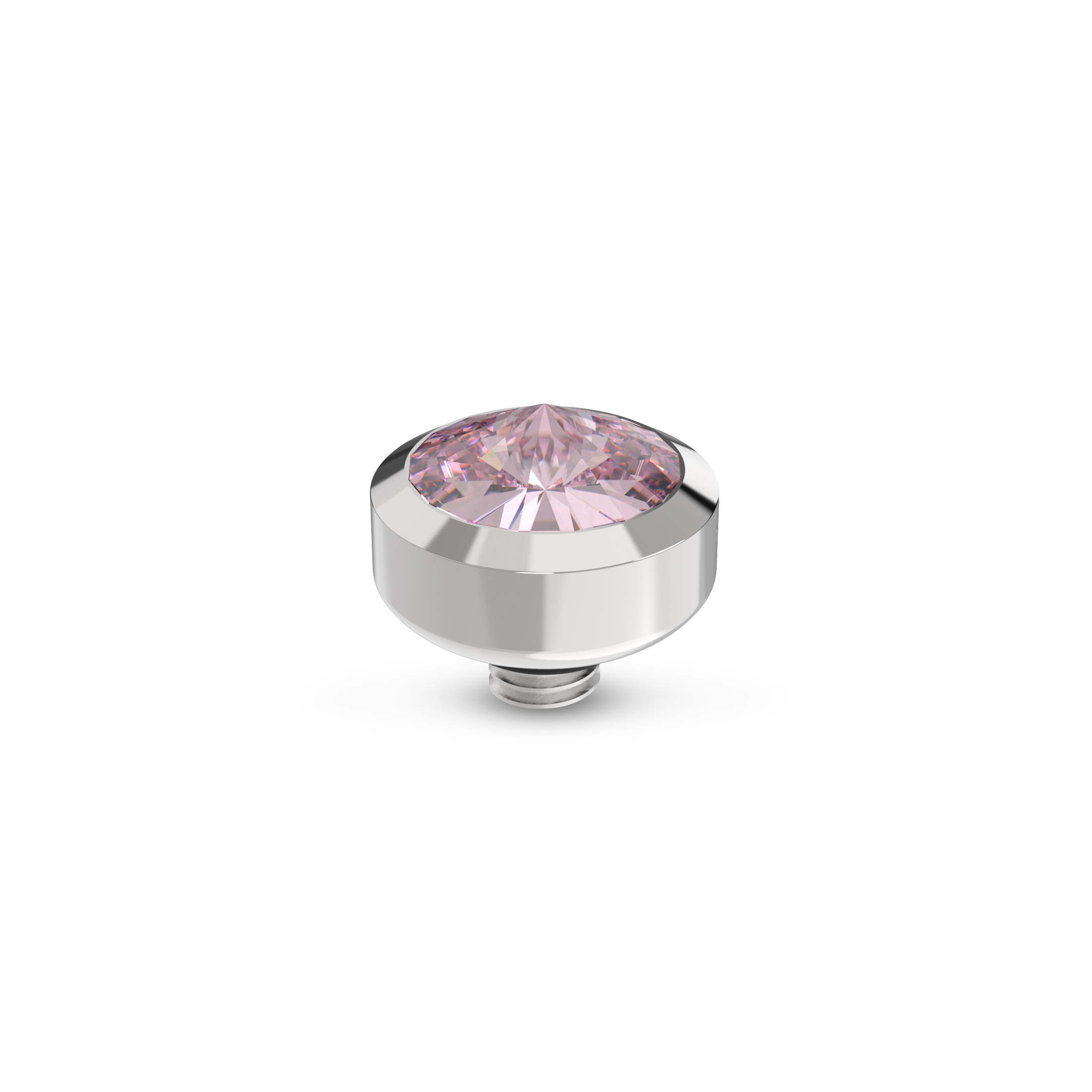 Melano Twisted Glossy Steentje Light Rose Zilver