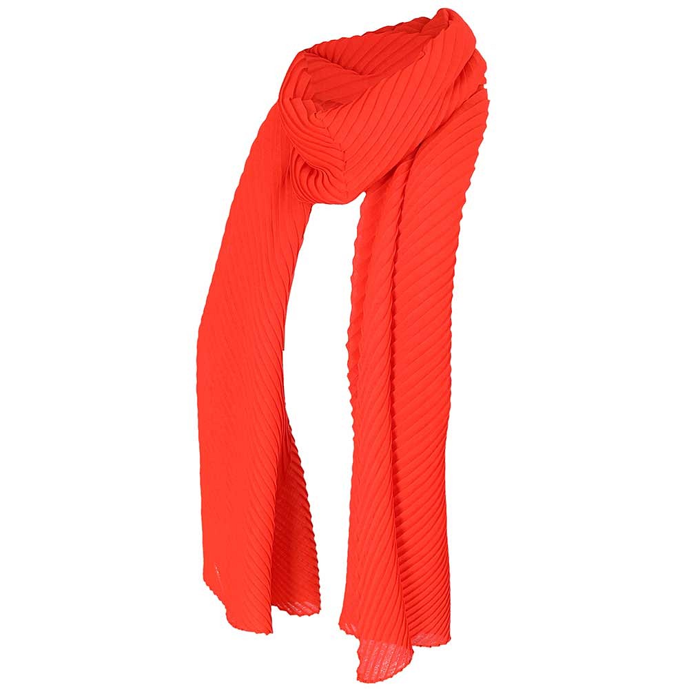 Soms Verplicht was Sarlini Langwerpige Plisse Sjaal Oranje Rood | Shop Online