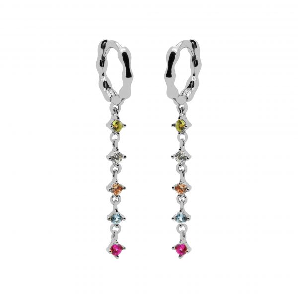 Karma Oorringen Hinged Hoops Rainbow Sparks Zilver