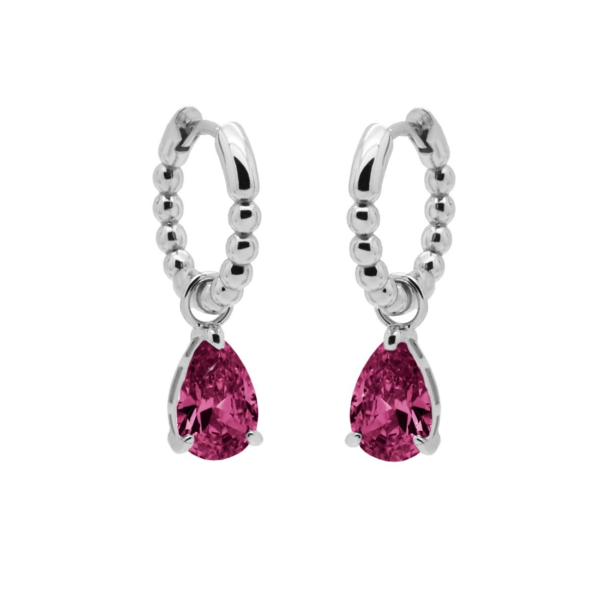 Karma Oorringen Hinged Hoops Zirconia Anna Ruby Red | Zilver