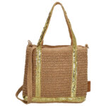 PE Florence Rieten Handtas/Schoudertas Natural Life Donker Natural/Goud