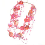 Draad Ketting Parel met Schelp Roze