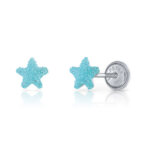 Lapetra Kinder Oorknopjes Glitter Ster Blauw