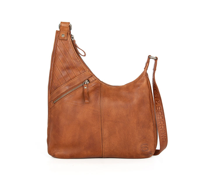 Spikes & Sparrow Medium Crossbodytas / Schoudertas Leer - Moria - Cognac