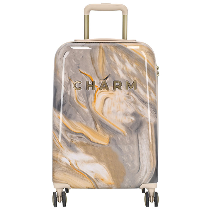 Charm London Travel Handbagage Koffer 54 Marble Licht Grijs