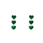 Day&Eve Oorbellen 3 Small Hearts Groen | Goud